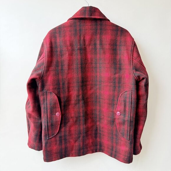 Woolrich Classic Mackinaw Hunt wool Coat Red Black Plaid Men’s Size M - Picture 3 of 13